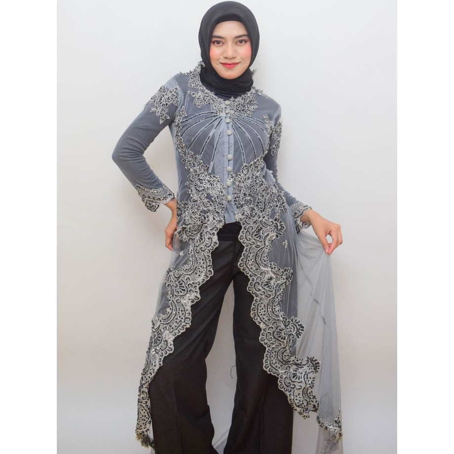 Kebaya longtail abu-abu kebaya lawas