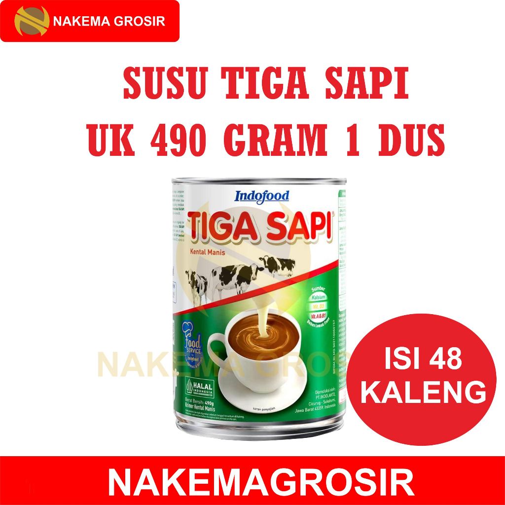 SUSU TIGA SAPI 1 DUS UK 490 GRAM ISI 48 PCS - HARGA PALING MURAH