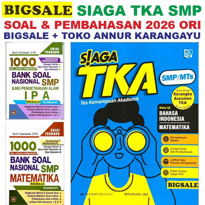 Bisig Siaga TKA SMP & Kunci Ori Erlangga 2026 ORIGINAL Big Sale Tes Kemampuan Akademik Fokus UJIAN S