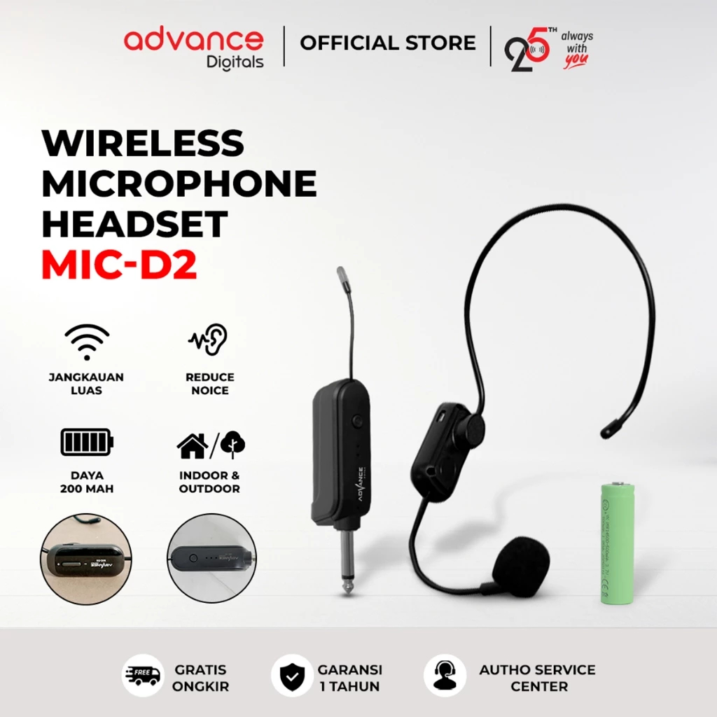 Mic Headset Wireless Advance MIC-D2