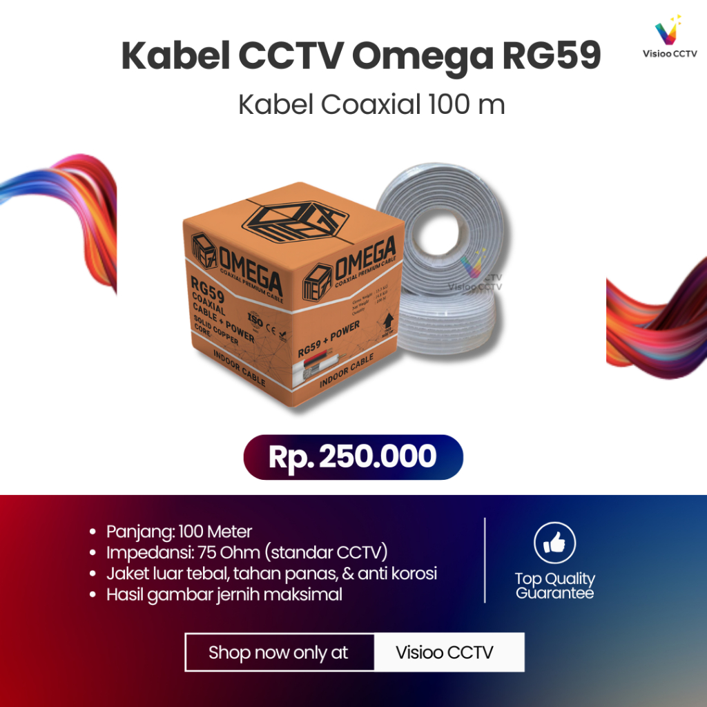 Kabel CCTV Omega RG59 100M / Cable Coaxial RG59 / Kabel CCTV HD Sinyal Kuat Tanpa Gangguan
