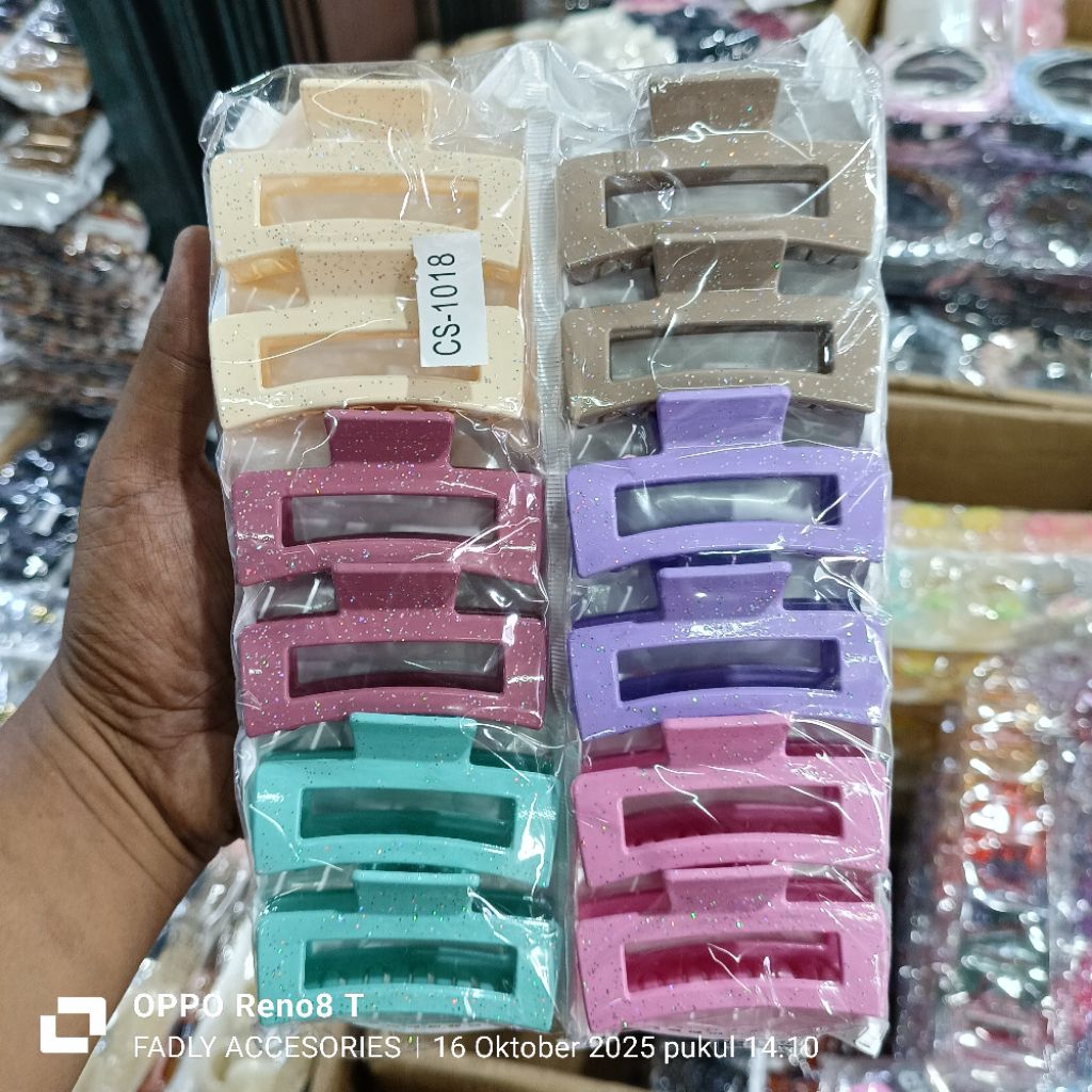 ISI 12 PCS JEPIT RAMBUT JEDAI KOTAK GLITER SUGUS 7 CM