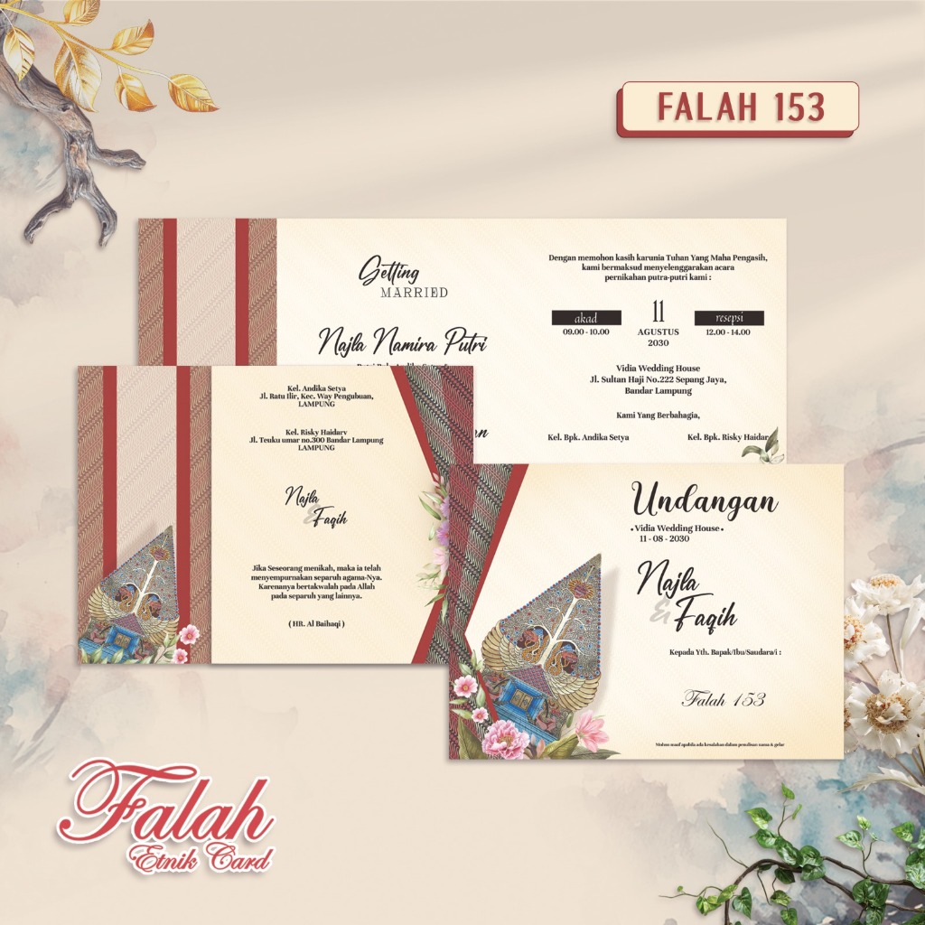 FALAH 153 Cetak Undangan Pernikahan | Gratis Undangan Digital | Undangan Nikah Siap Sebar |  Gratis 