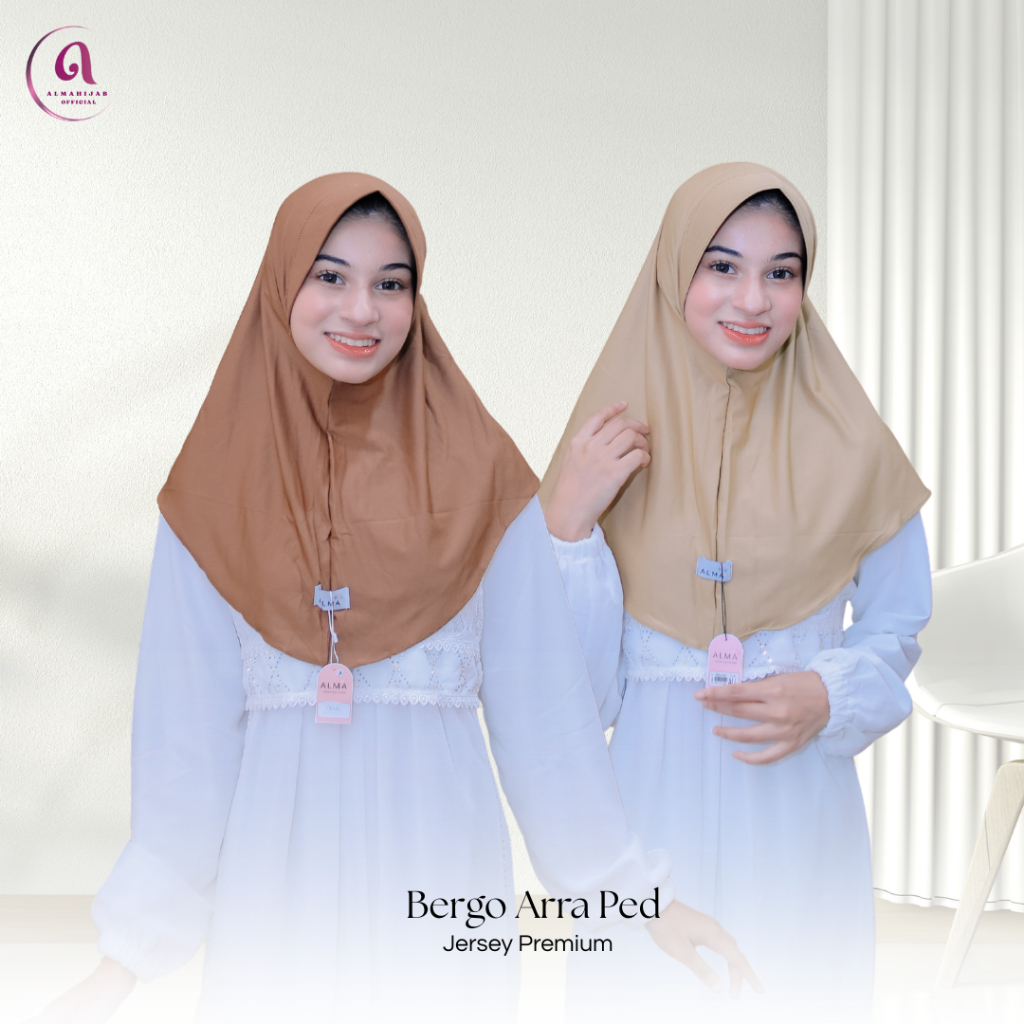 ALMA - Hijab Bergo instan Arra Ped Sporty //Kerudung Bergo Instan Sporty Jersey Premium