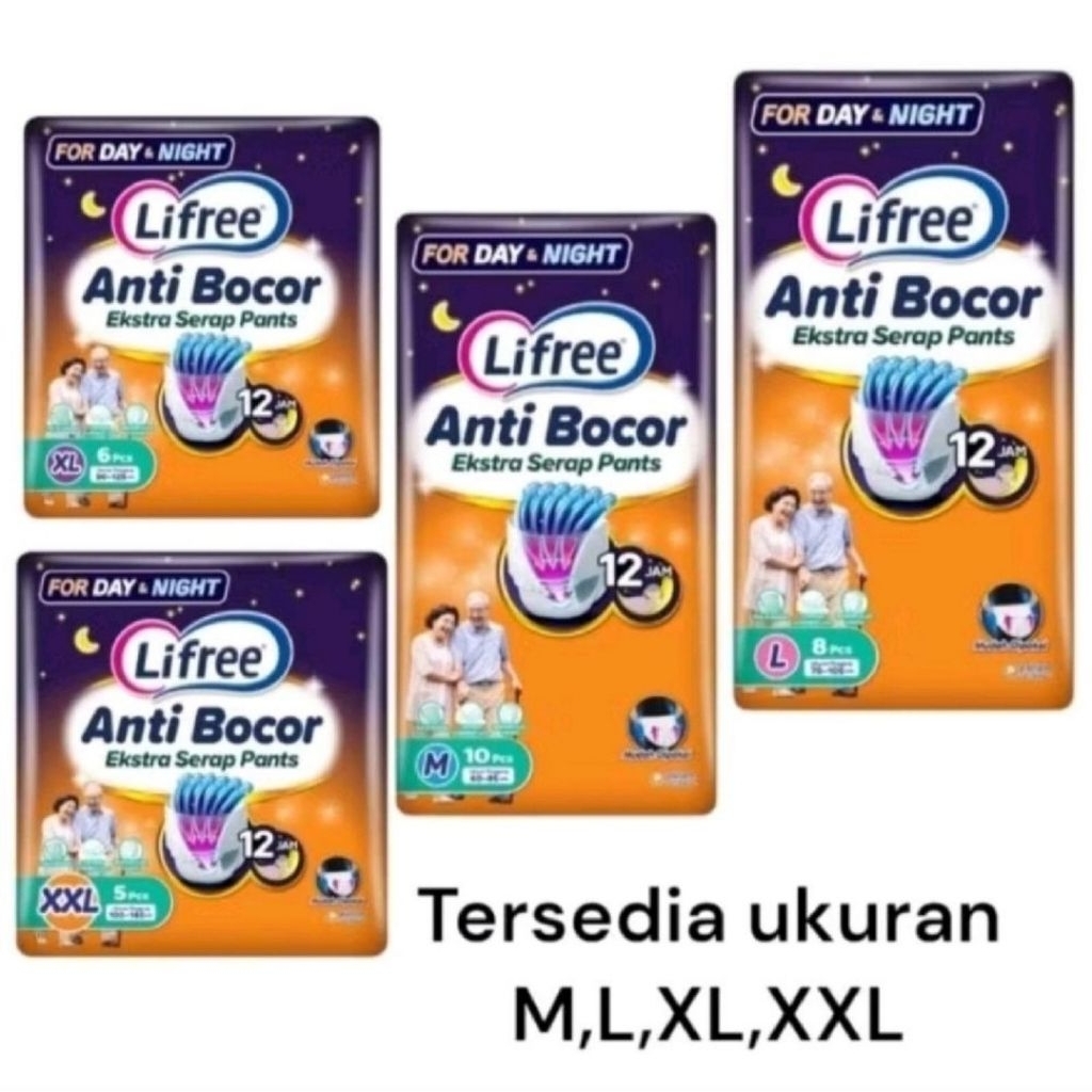 Lifree Pants  Extra serap M10 L8 XL6 XXL5 Popok Dewasa / Lifree Model Celana Extra serap