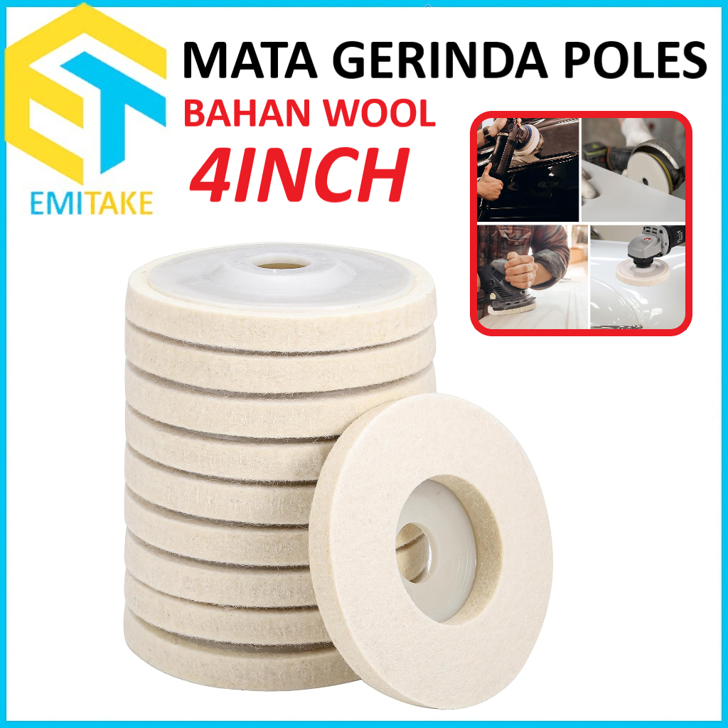 Mata Gerinda Poles Wool 4inch Mata Poles Halus Untuk Logam Body Motor & Mobil