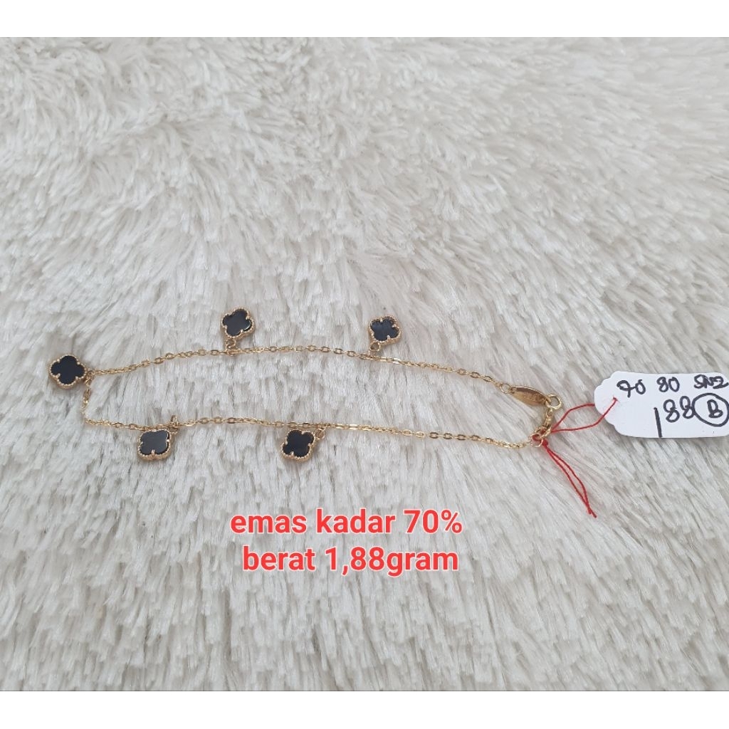 gelang italy 5bunga hitam kecil New Arrival emas kadar 70%