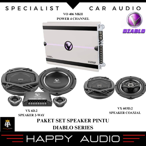 Paket Audio Mobil VENOM DIABLO Series Full SET POWER 4CH + SPLIT + COAXIAL ORIGINAL VENOM