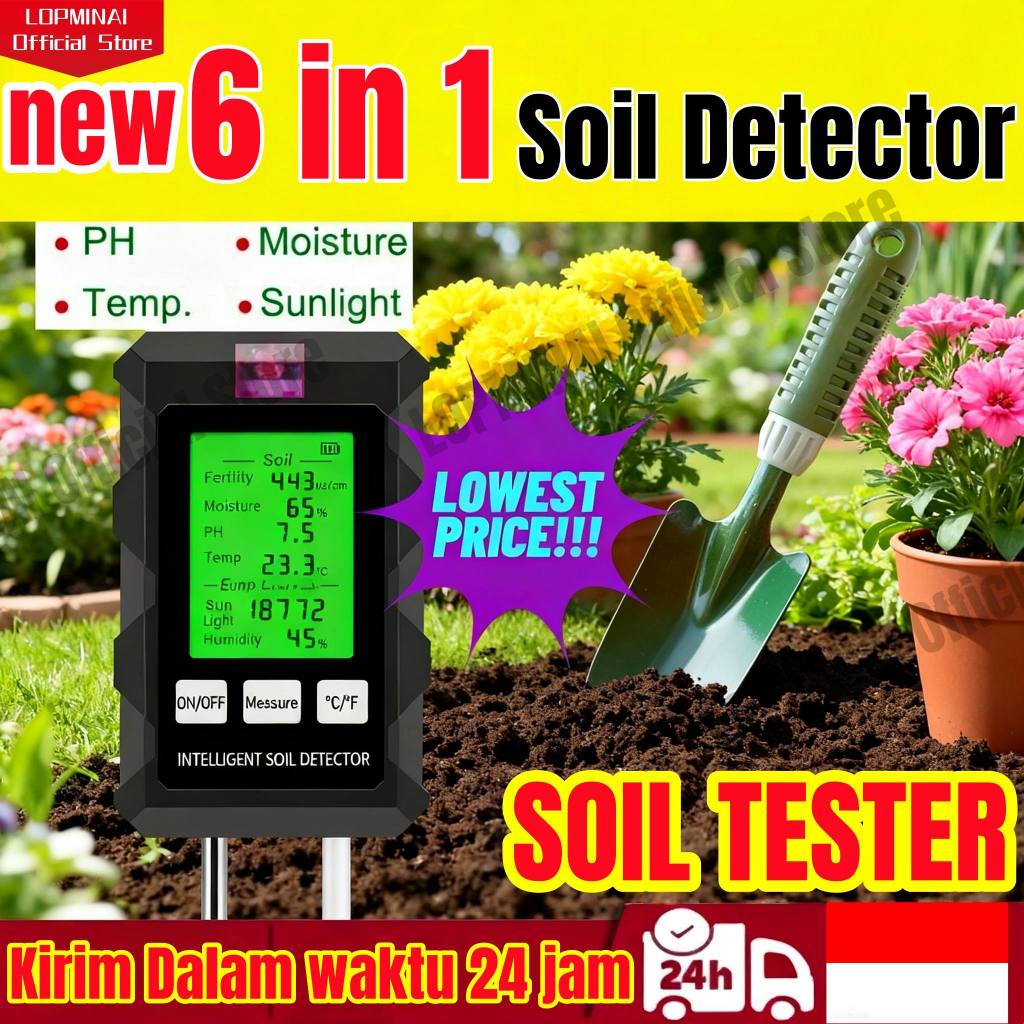 6 in 1 alat pengukur ph meter tanah pertanian soil tester tanah digital original