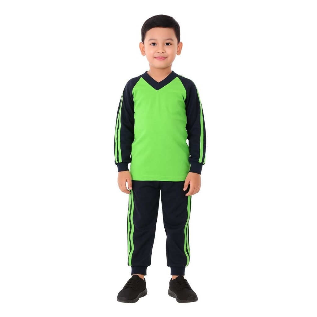 kaos olahraga sekolah paud TK sd warna hijau hitam