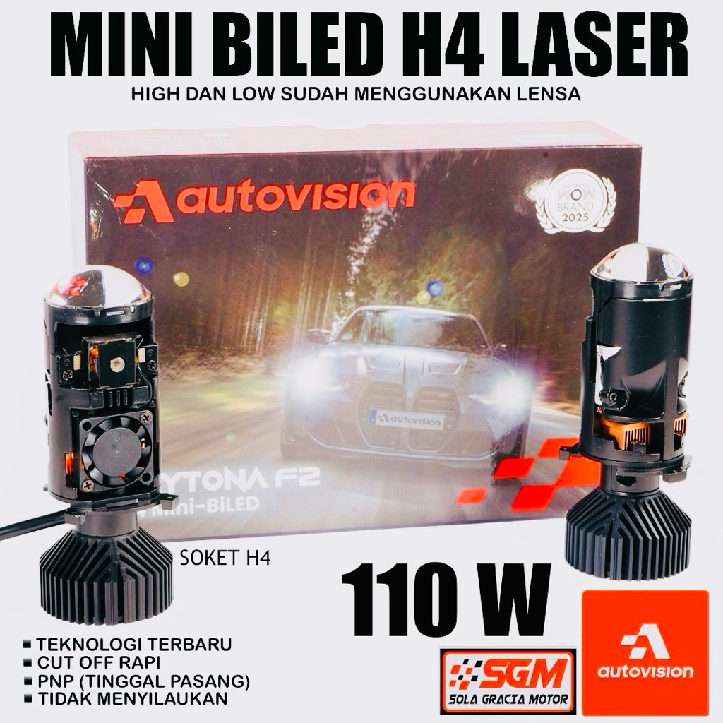 AUTOVISION MINI BILED H4 DAYTONA F2 110 WATT.