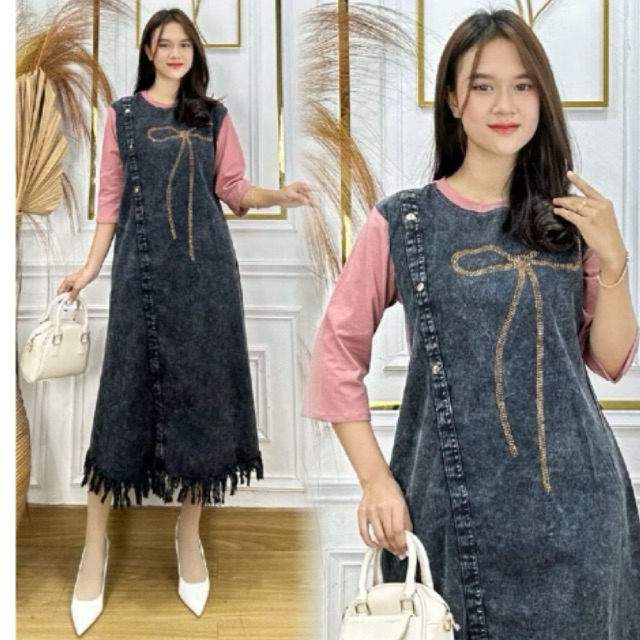 Dress midi jeans Rawis kombinasi