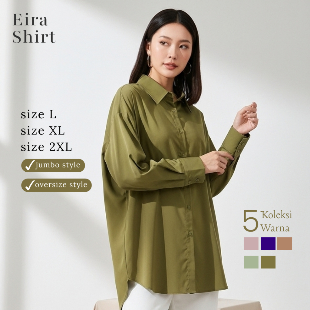 Kalina Shirt by Wear Abra - Kemeja Lengan Panjang Wanita Korean Style Jumbo Oversize