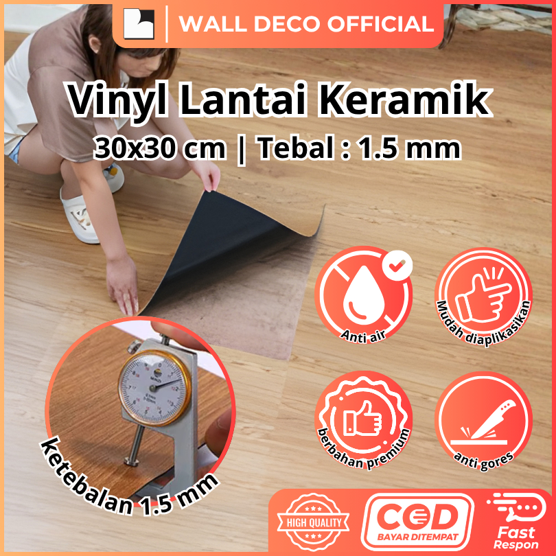 Lantai Vinyl Stiker Pvc Vinyl Lantai Kayu Premium Flooring Sticker 1 Dus (40 Pcs) Lantai Vinyl Kayu