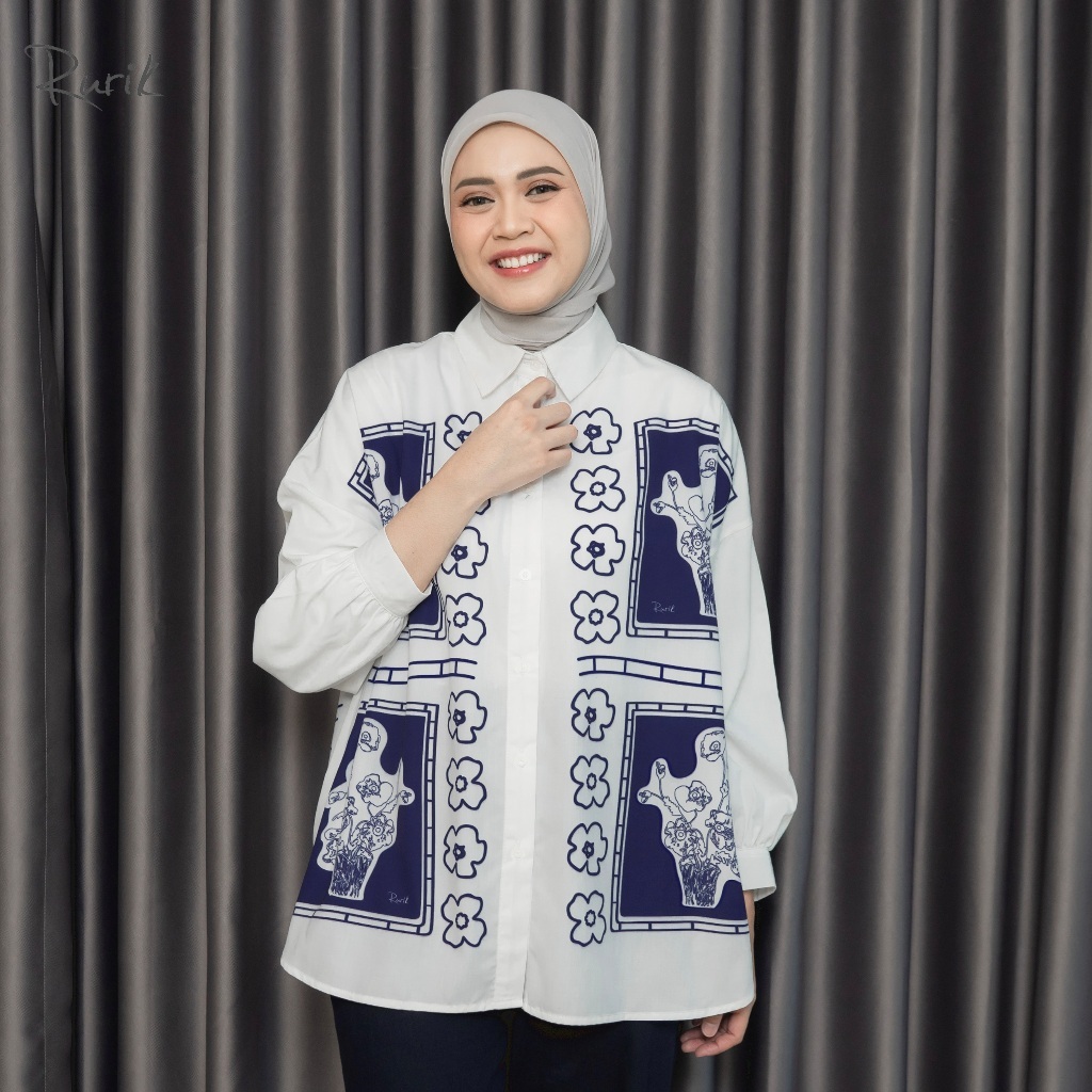 Rurik Kemeja Wanita Oversized Printing Savero Shirt
