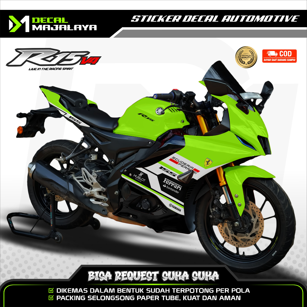 Bisa COD Decal Sticker Full Yamaha R15 V4 Motif Ferrari DM3 Desain Custom Dekal Stiker