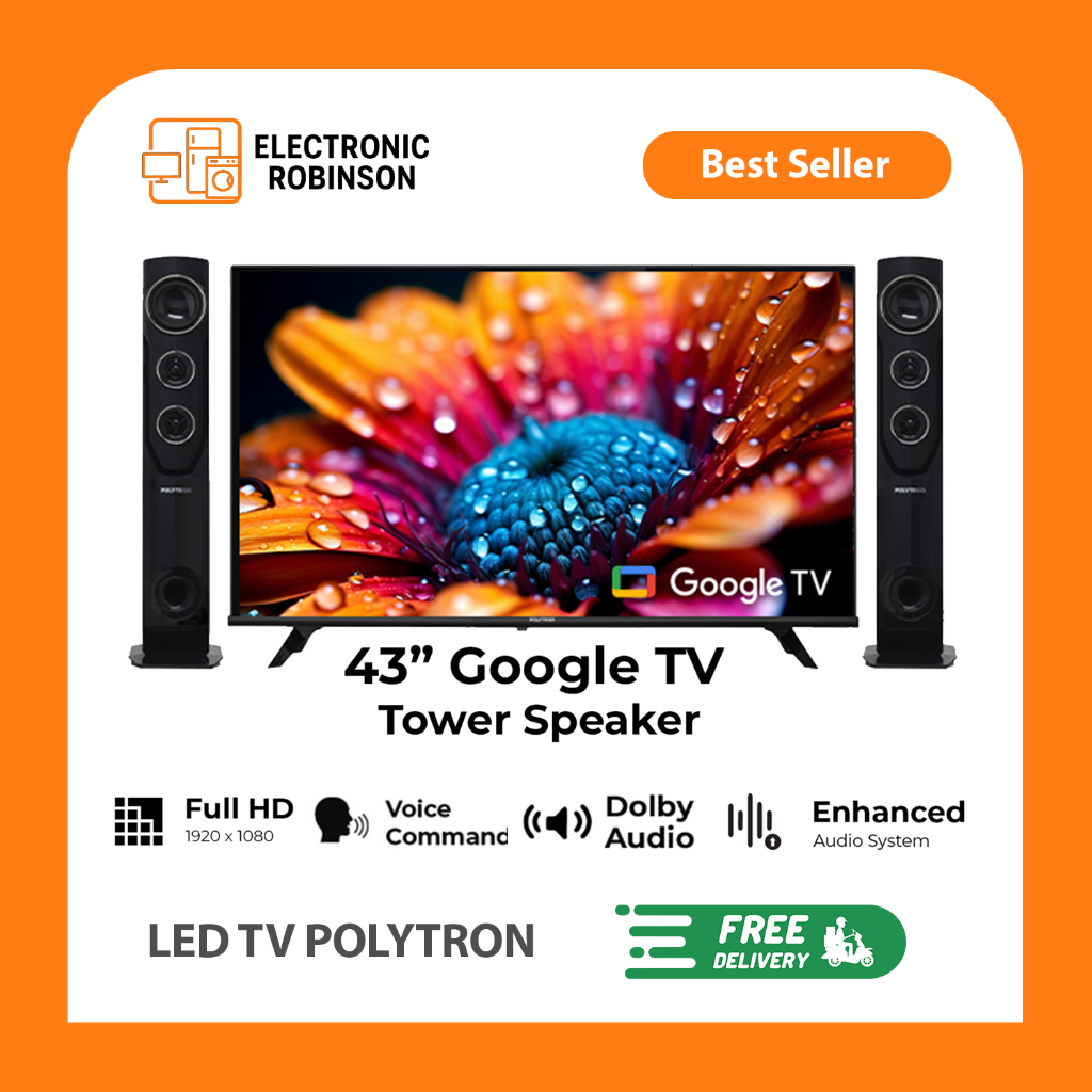 Polytron LED TV 43 Inch Google TV 43TG5055 Smart Cinemax