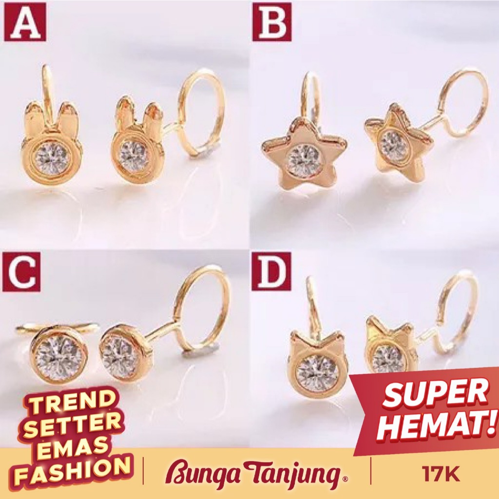 ANTING TAUGE TOGE YELLOW GOLD - EMAS 17K - BUNGA TANJUNG