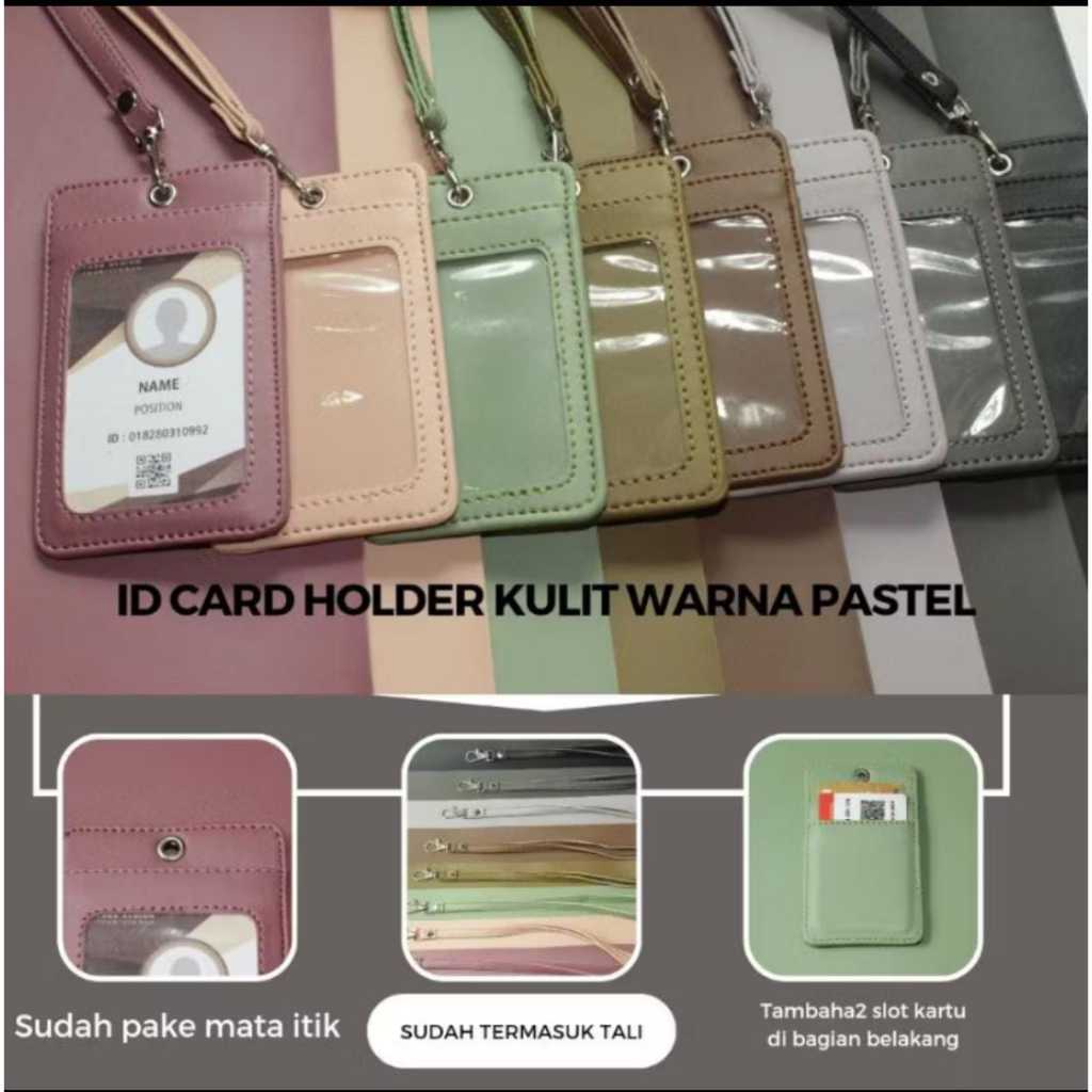 id card holder lanyard kulit name tag warna / id card holder