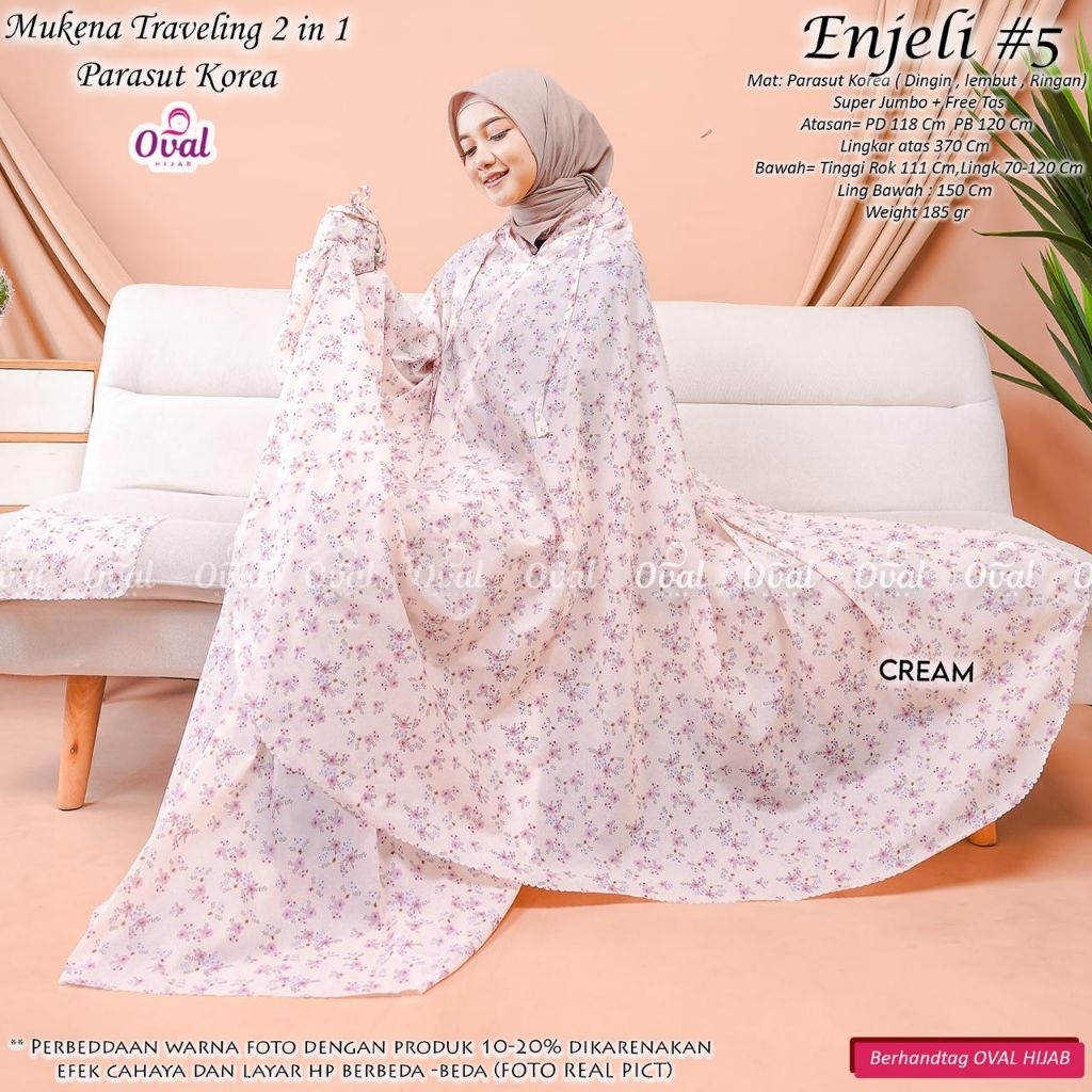Mukena travelling 2in1 parasut korea / Enjeli #5 Ori Oval Hijab