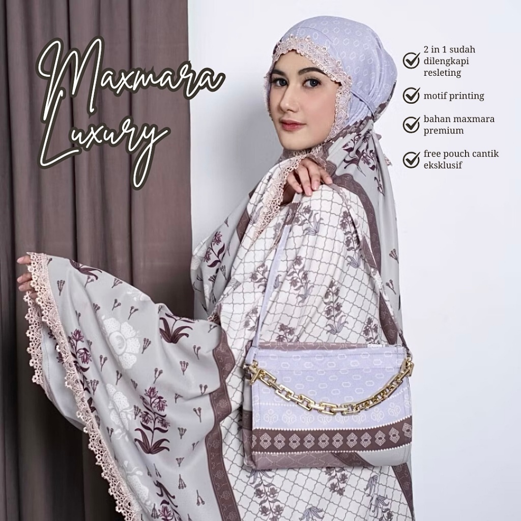 Mukena Maxmara Premium Silky 2in1 Luxury Printing Motif Mewah