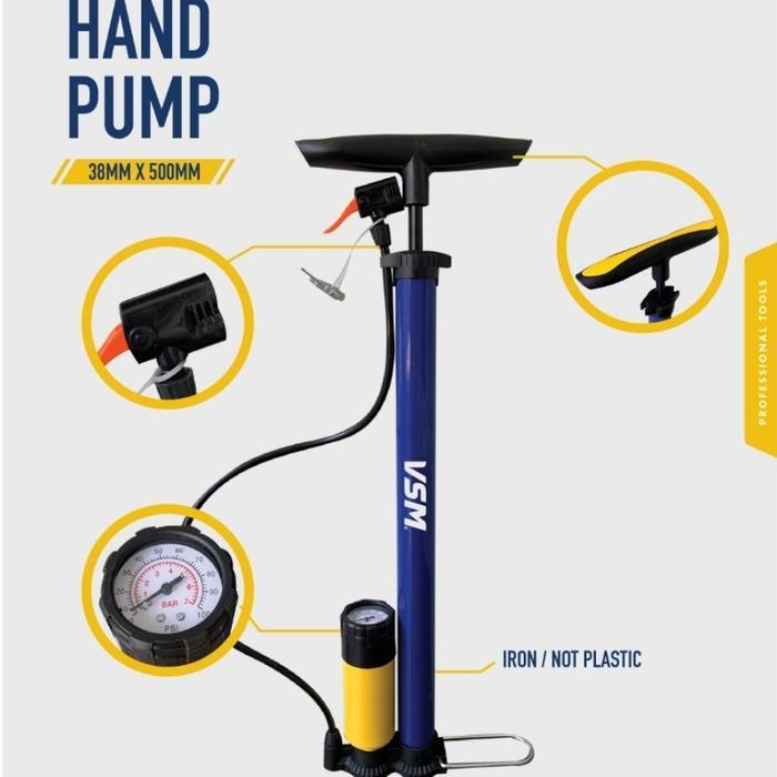 Pompa Angin Sepeda Motor Mobil Bola Manual Tabung Meter VSM / VPR