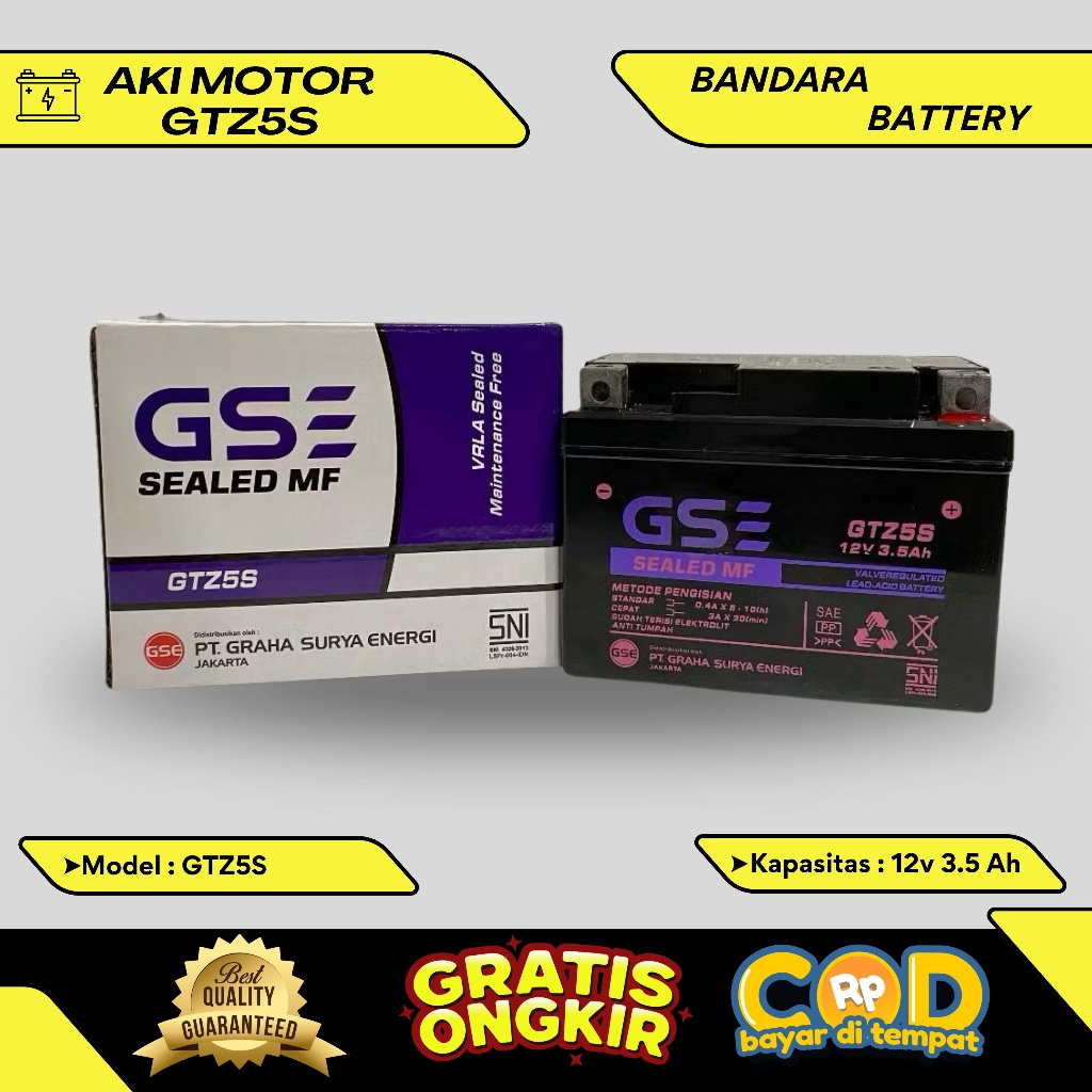 Aki Motor GTZ5S MF Aki Kering Motor Honda Beat karbu Beat FI Vario 110 Supra X 125  Revo New Mega Pr