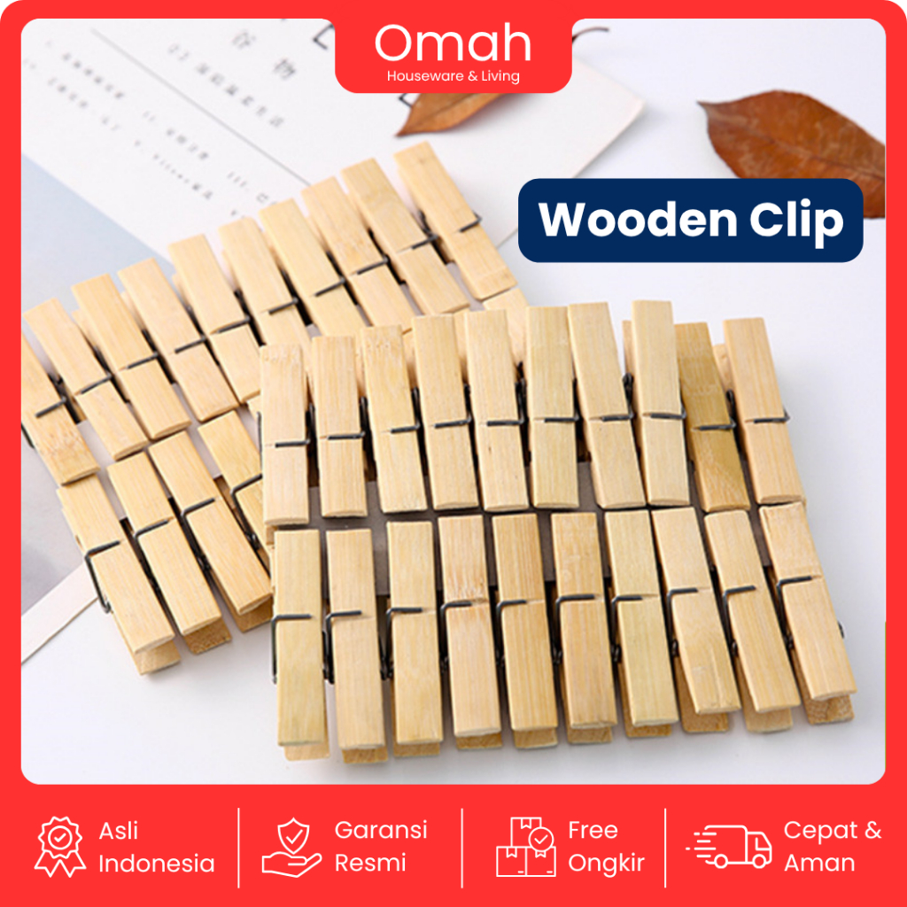 20 PCS JEPITAN BAJU BAMBU ALAMI – CLIP JEMURAN BAMBOO PEG ECO FRIENDLY JEPITAN JEMURAN, DEKORASI