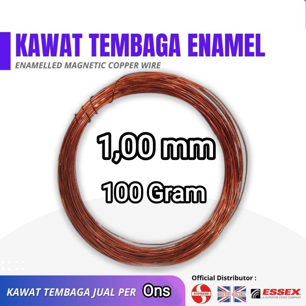Kawat Tembaga  Email Ukuran 1.00 mm isi 1 ons