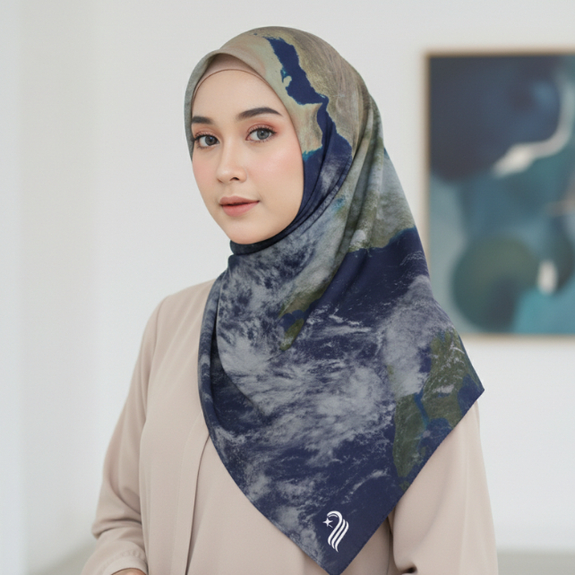 Voal Motif - Hijab Segiempat Motif Planet texture size 115x115cm