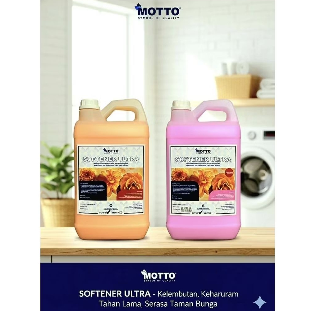 Softener Ultra Premium | PELEMBUT + PEWANGI (MOTTO) 5 Liter | HARGA GROSIR | GRABEXPRESS | ExtraBubb