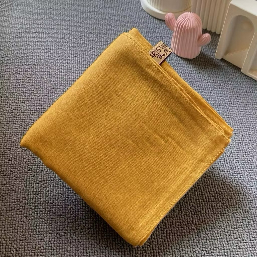 Hijab Segiempat Paris Premium kuning kunyit Jahit Tepi