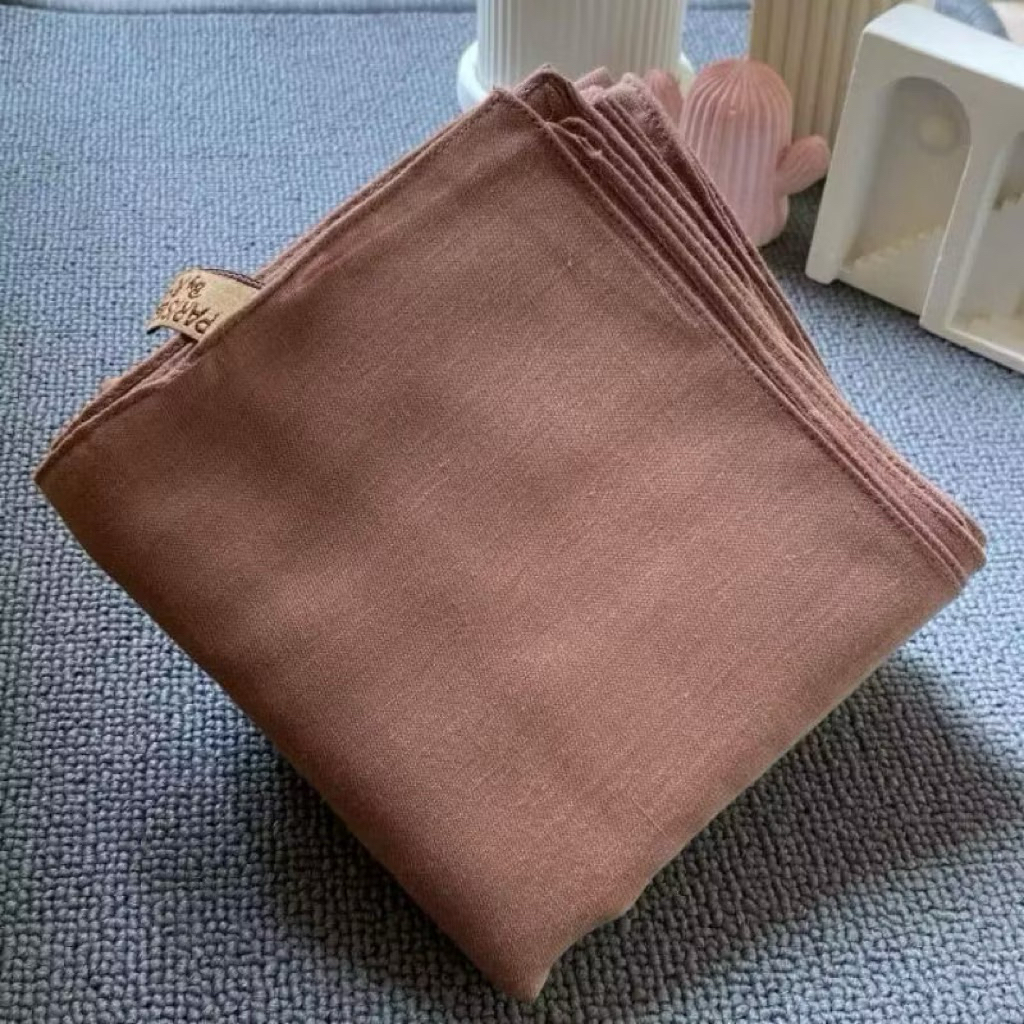 Hijab Segiempat Paris Premium coklat Jahit Tepi