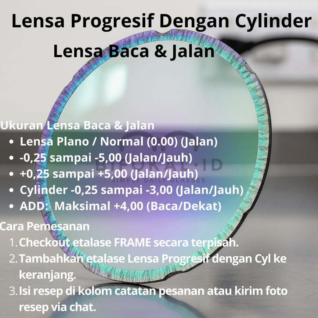 Paket Frame + Progresif Dengan Cylinder | Lensa Progresif DOMAS | Lensa Gosok