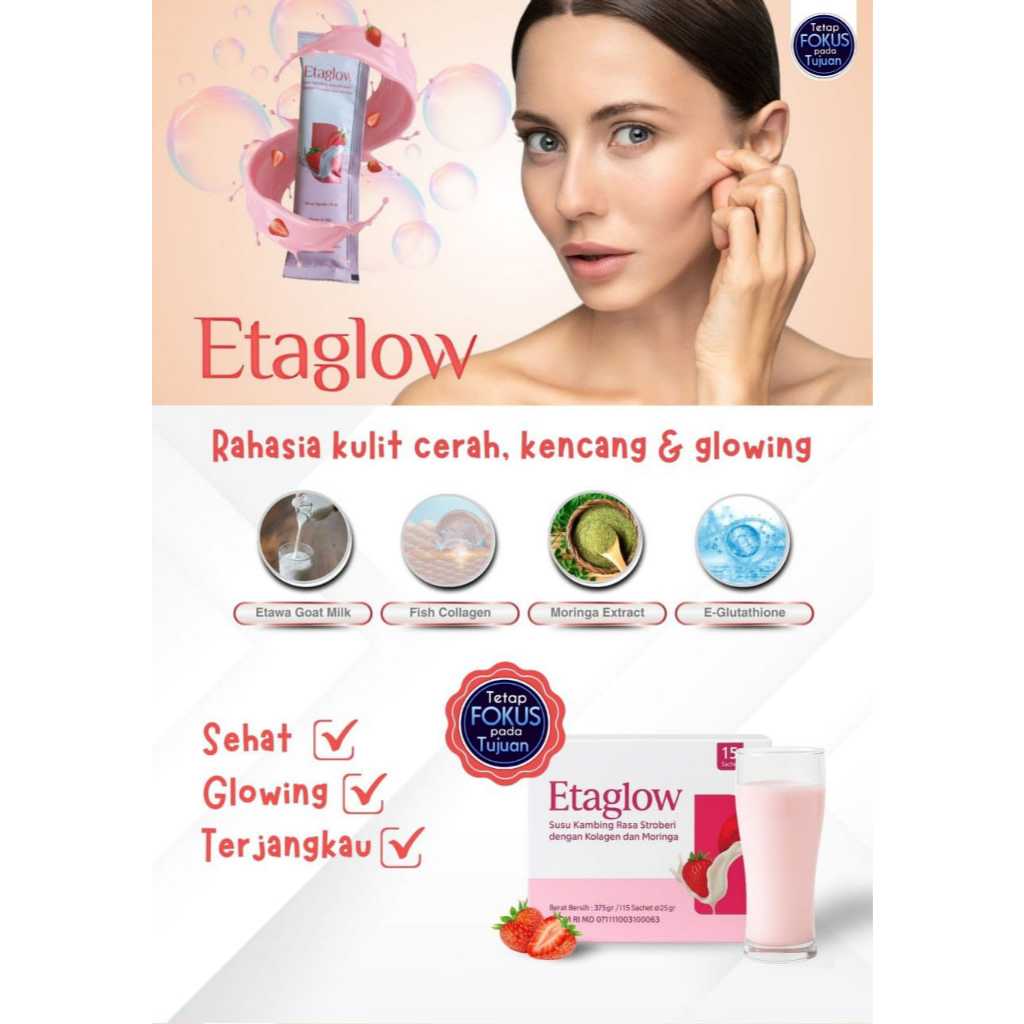 Etaglow FDN Susu Etawa Tinggi Kolagen Collagen Drink Mencerahkan Kulit Kuatkan Sendi Putih Cerah Awe