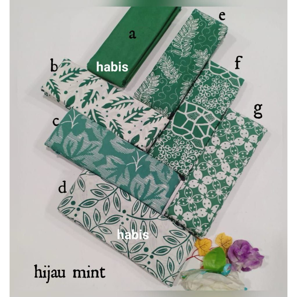 Kain Batik Cap Garutan  Warna Hijau series Kain Batik Meteran Seragaman - Kain Batik Bahan Katun