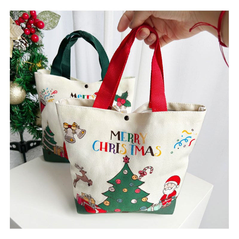 [TOTEBAG KAIN NATAL BESAR]  Totebag Kain Xmas, Tas Kain tempat Kue Permen Candy Hampers Natal, Box M