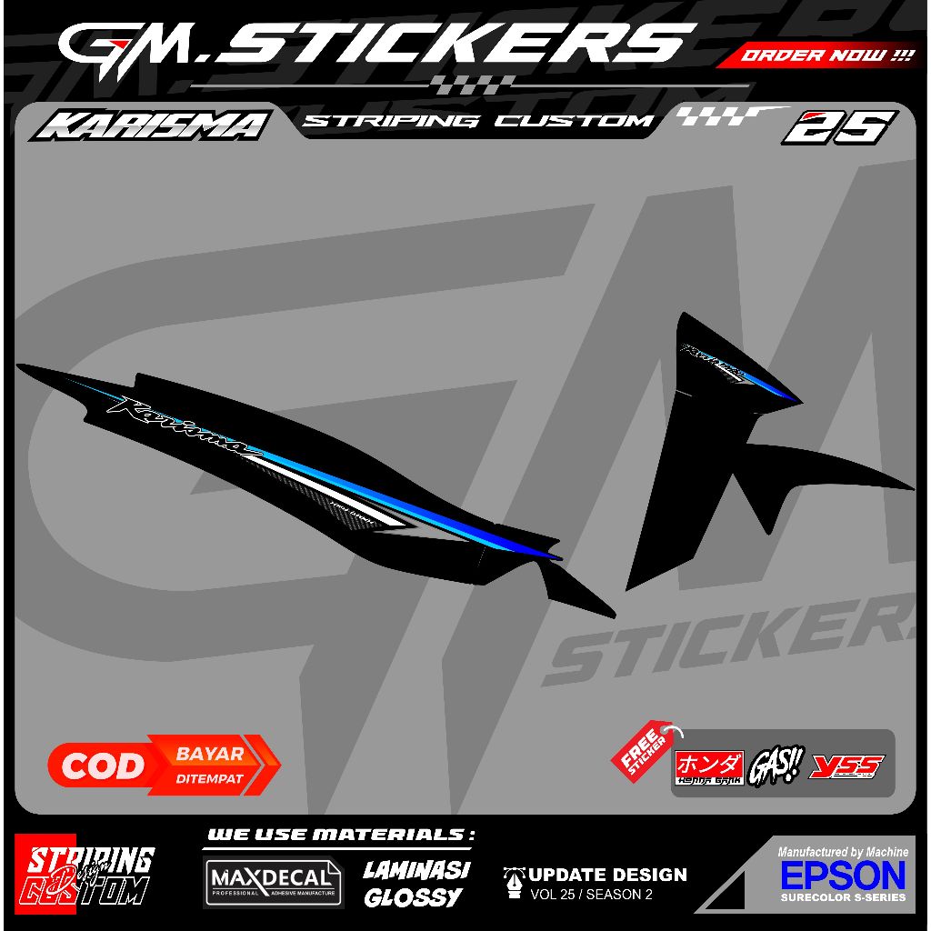 STRIPING VARIASI HONDA KARISMA KPH 125 MODEL RACING K7