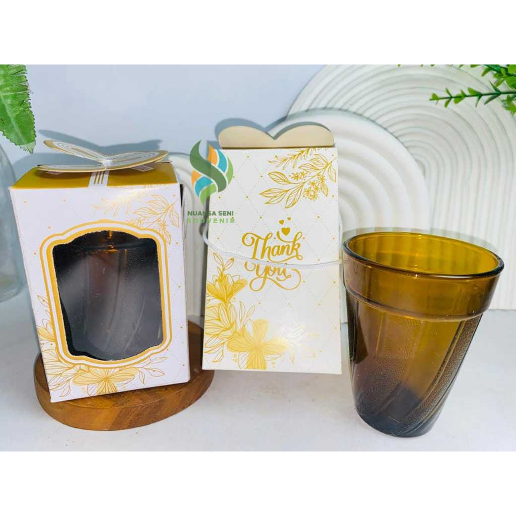 Suvenir Mug Kopi Toplus Gelas Lowball Kaca Warna Tumbler Minum Kopi Kemas Box