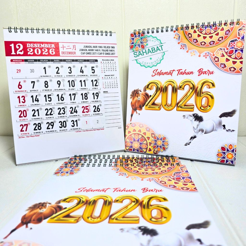 KALENDER MEJA BESAR HVS TAHUN 2026 KALENDER MEJA KERJA BESAR UK 19x23 CM