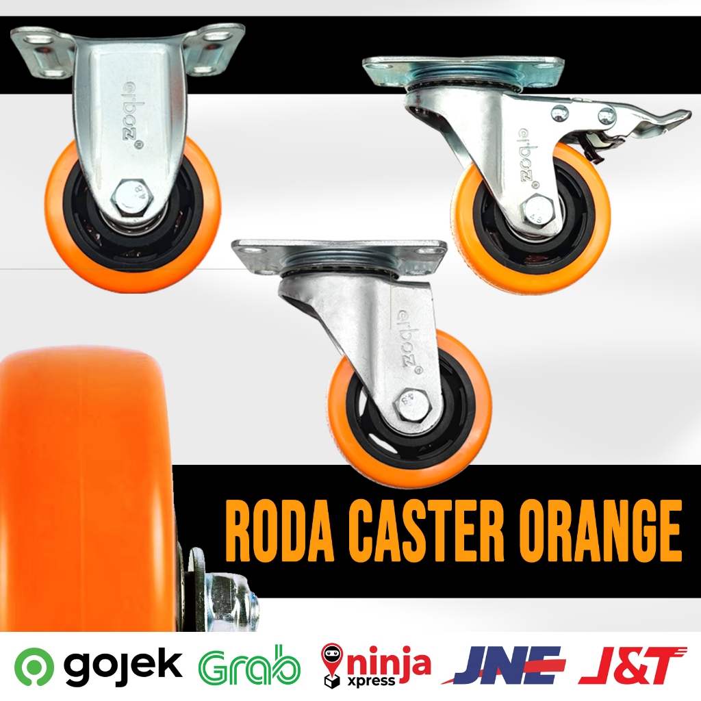 Roda Caster Etalase Troli Orange / Roda Caster / Roda Caster Orange / Roda karet / roda castor / rod