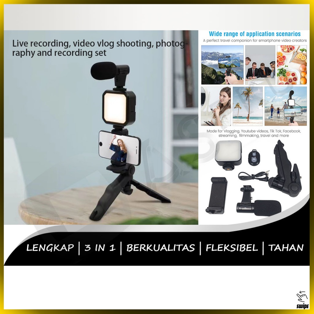 Vlog Kit 3in1 Perlengkapan Vlogging Kit 3 in 1 Lengkap Alat Set Vlog Youtuber Vlogger Murah