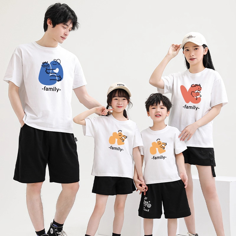 COD Baju Seragam Keluarga 3 Orang (Ibu-Anak) - Kaos Pendek Musim Panas (Olahraga/TK Seragam) Trendy