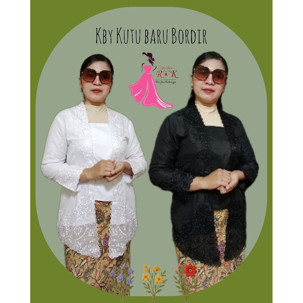 Kebaya modern, kebaya kutu baru bordir polos lengan panjang terbaru
