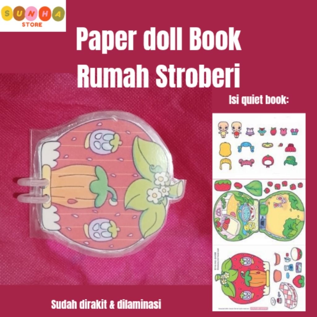 Quiet book rumah stroberi / paper doll house rumah stroberi / paper doll book rumah stroberi