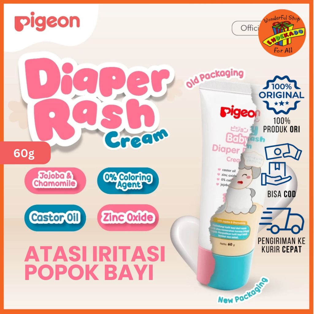 PIGEON Diaper Rash Cream Krim Anti Iritasi Popok Bayi 60g | Cream Bayi Ruam Popok | Salep Bayi Ruam 