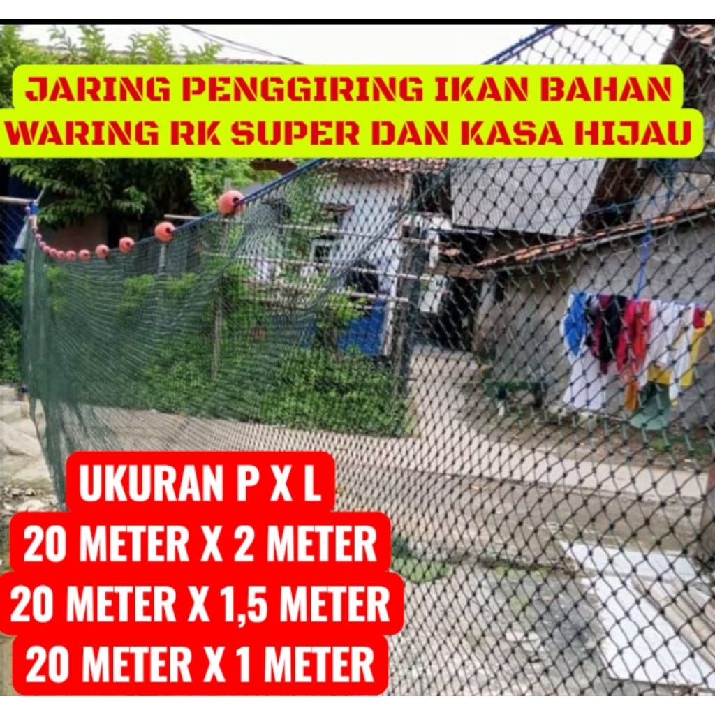 jaring penggiring ikan panjang 20 meter x 2 meter