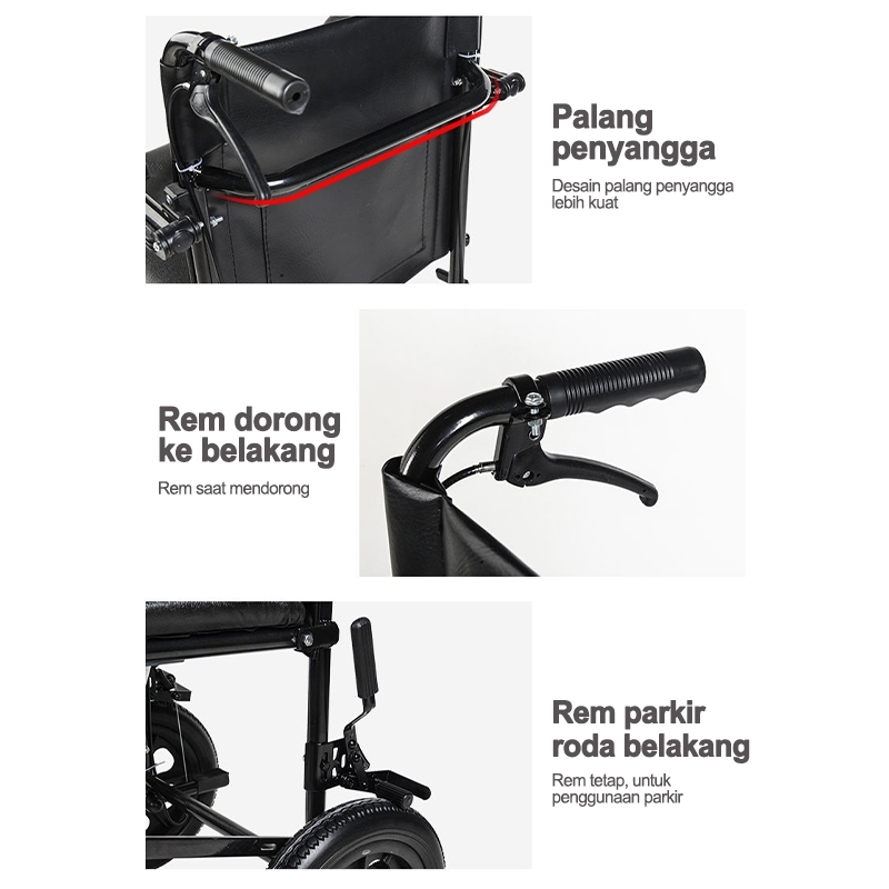 Kursi roda lipat ringan kecil/kursi dorong tangan lansia/kursi travel sederhana portabel ultra
