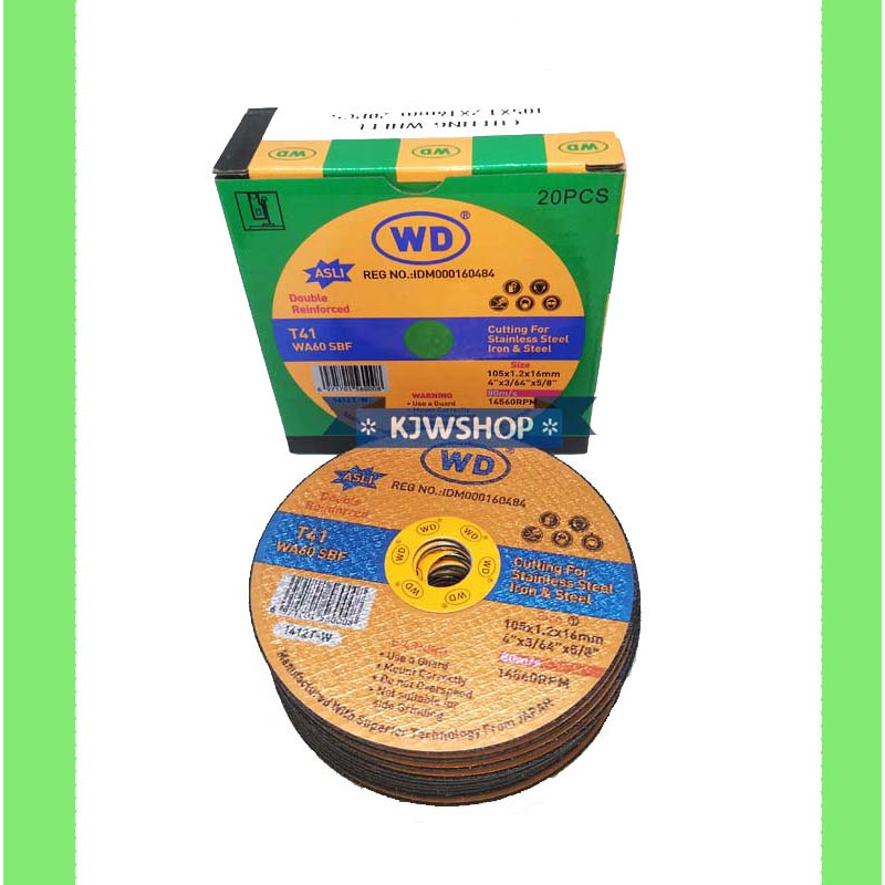 Batu Potong WD 4 x 1.2mm Mata Gerinda Potong 1kotak 20pcs Batu Gerinda Potong WD 4" Grenda Potong WD