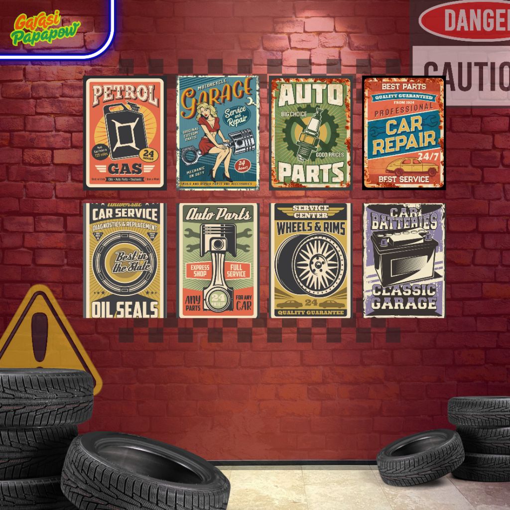 Hiasan Dinding Retro Garage Vintage Otomotif – Wall Decor Bengkel / Kafe / Kamar Tema Mobil Motor 20